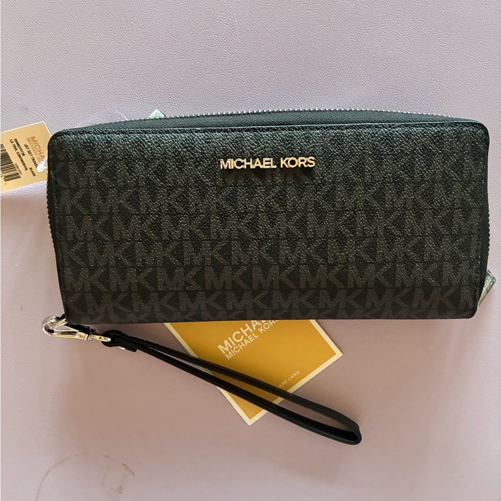 Michael Kors Jet Set Wallet Black Leather new